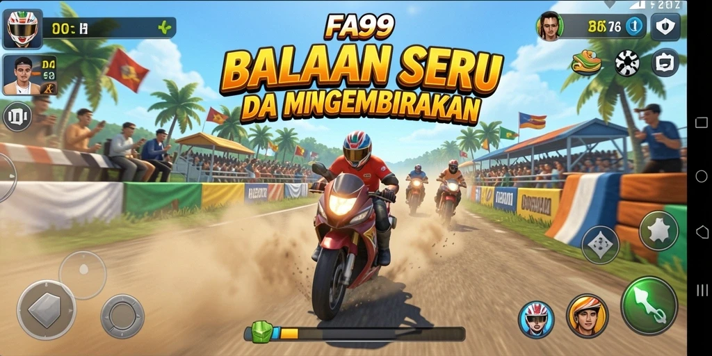 Gameplay balap seru di FA99 dengan mobil yang cepat.