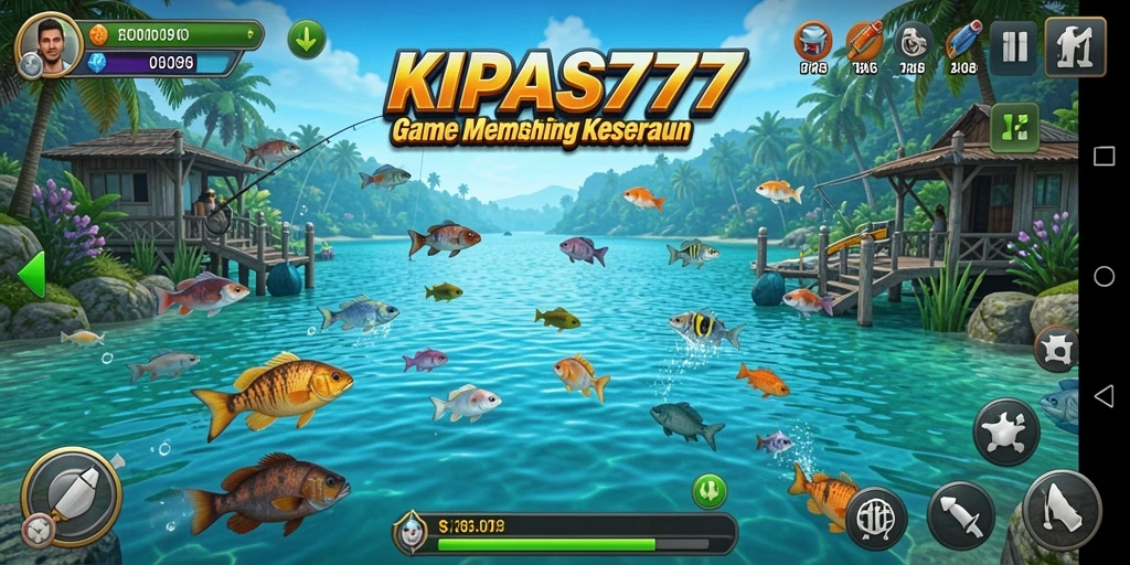 Tangkapan ikan berwarna-warni dalam gameplay KIPAS777 yang seru.