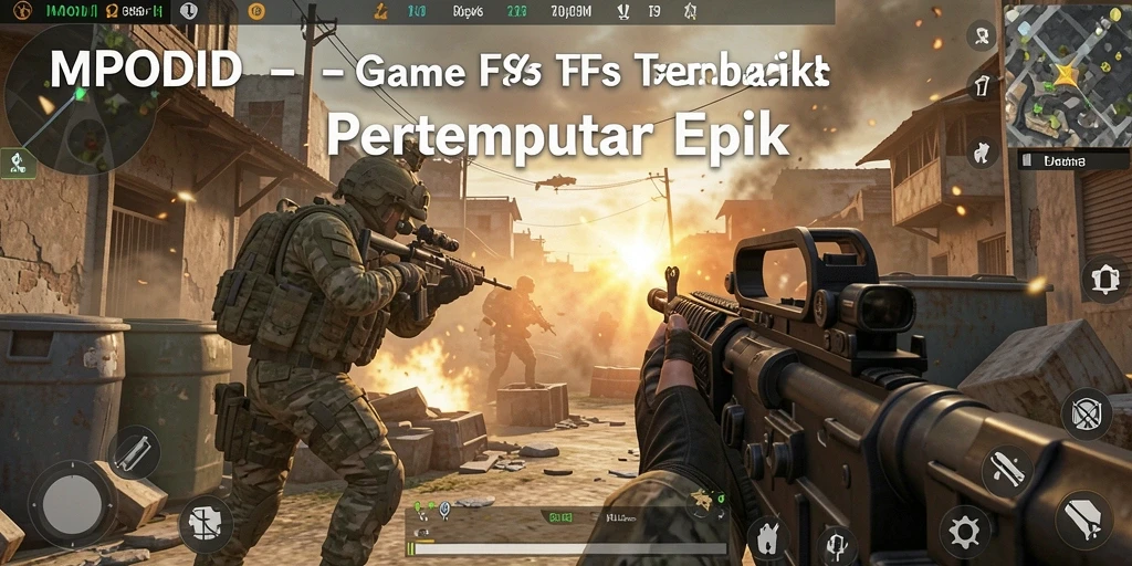 Screenshot gameplay MPOID menampilkan aksi tembak-tembakan yang intens.