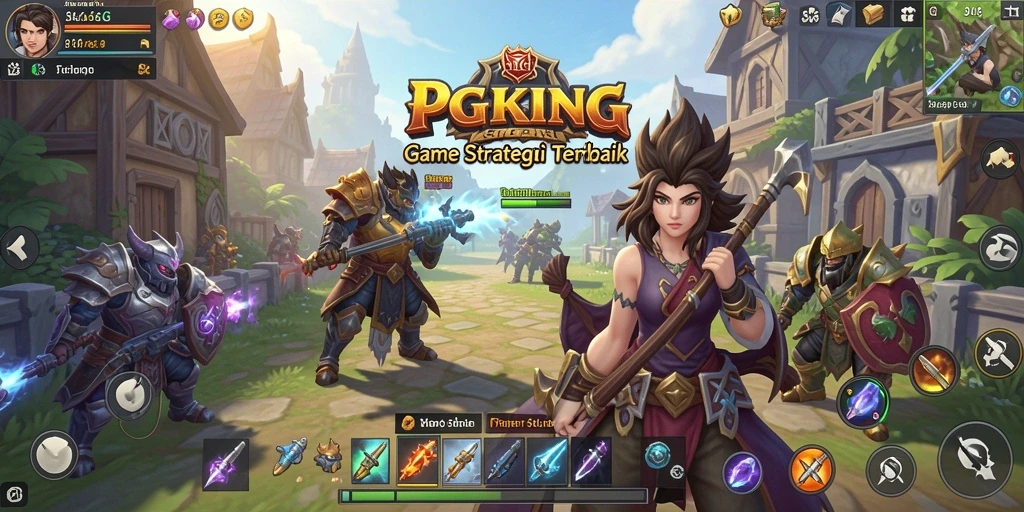Screenshot utama PGKING menampilkan aksi pertempuran strategi yang menegangkan.