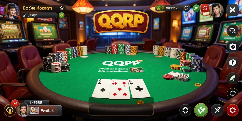 Screenshot gameplay QQRP menunjukkan aksi poker yang mendebarkan.